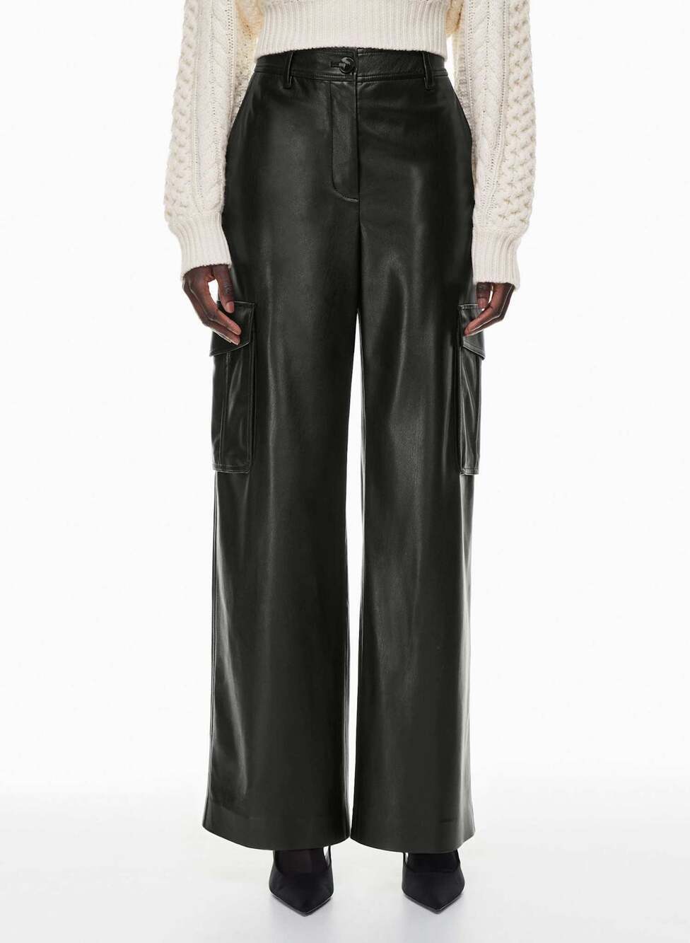 Aritzia Wilfred Wide Leg Vegan Leather Cargo Pants - Picture 3 of 8